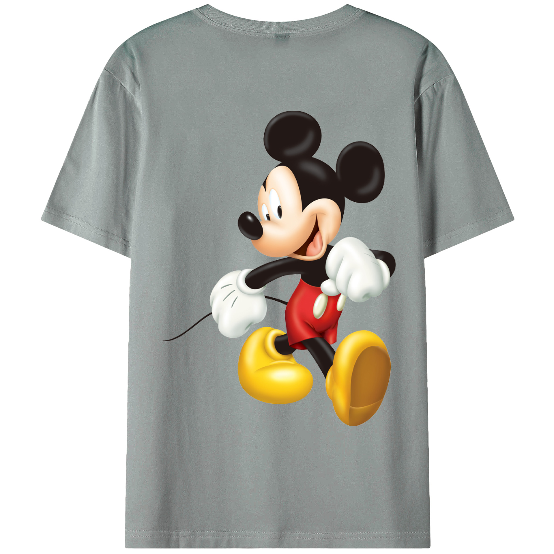 ミッキーマウス Mickey Mouse 綿100％ メンズ半袖Tシャツ（バックプリント） 通気性
